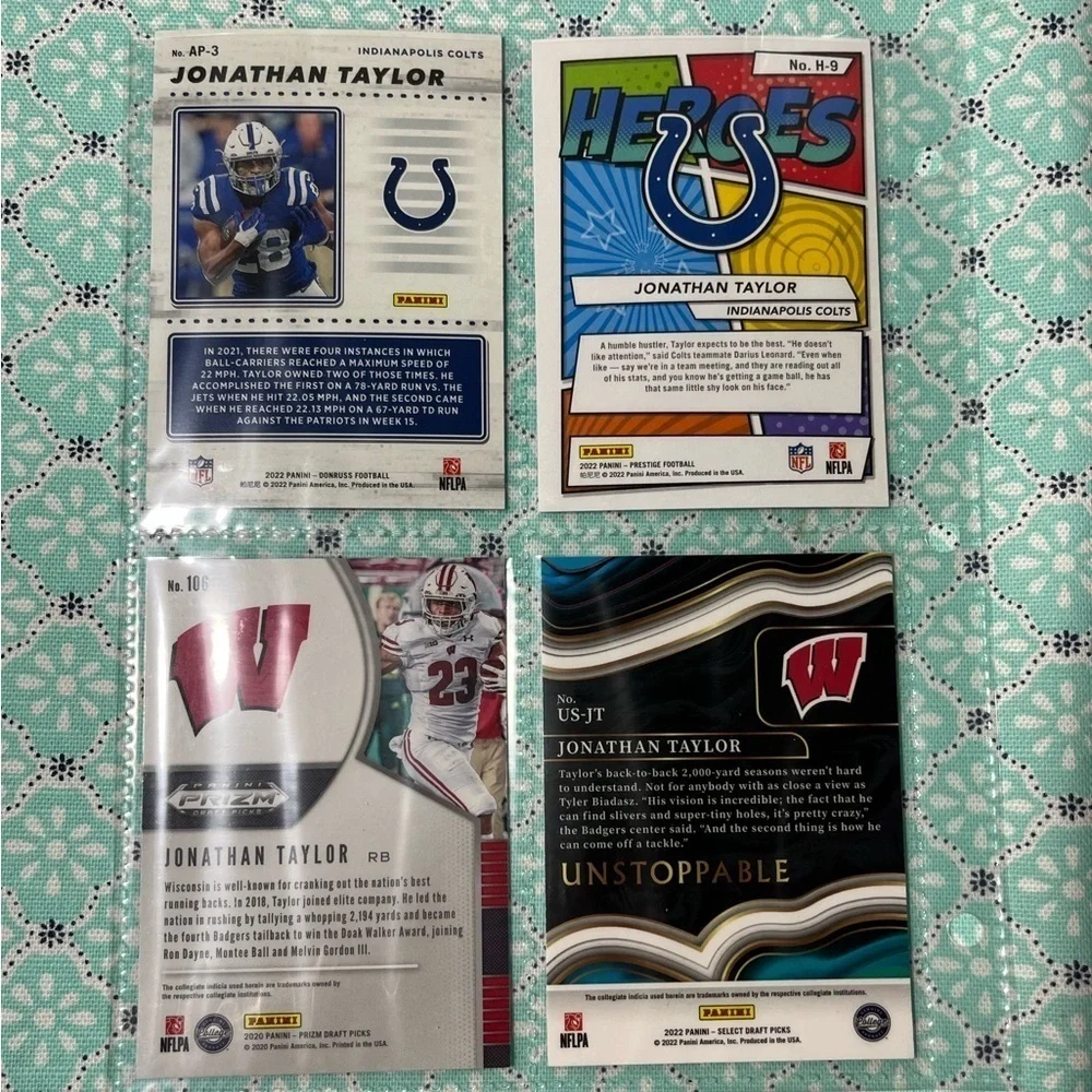 ⭐️🏈 Jonathan Taylor, NFL Football Sports Trading Cards, Set of 4 (ST4)